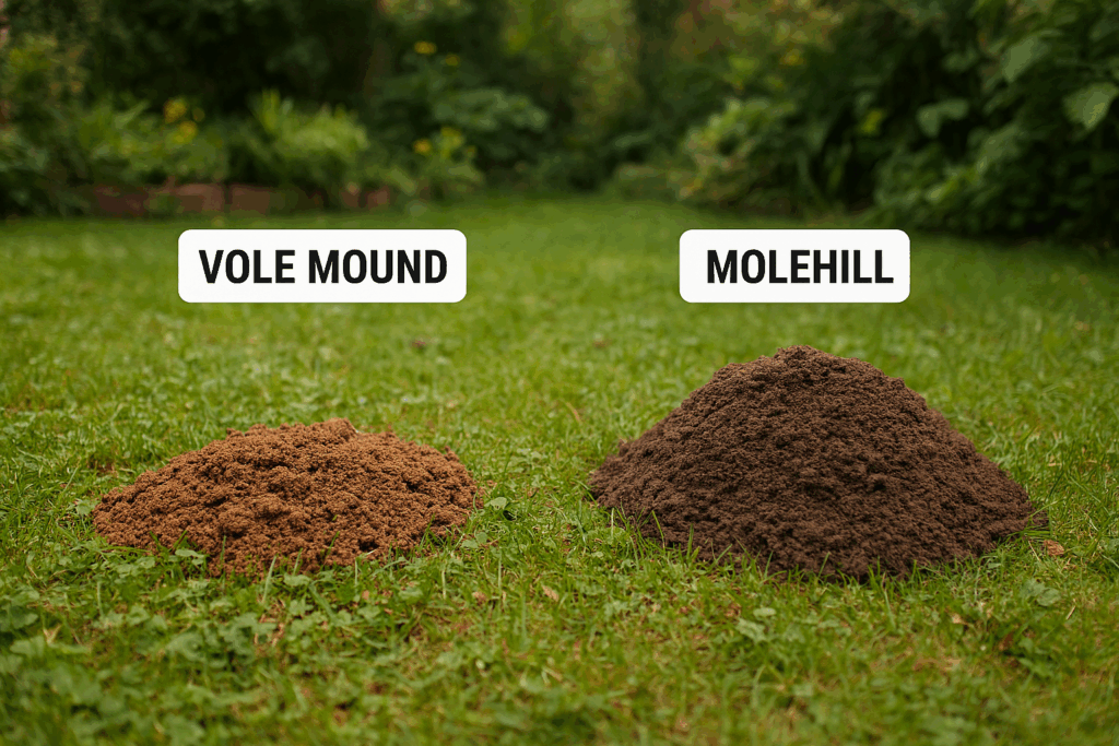 vole mounds vs mole hills