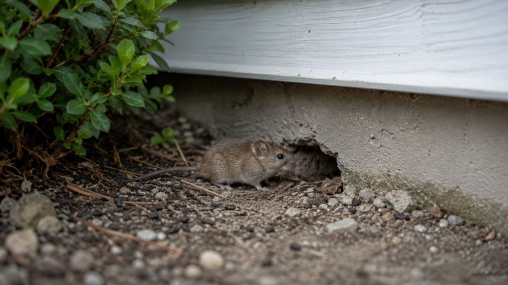 sealing gaps to get rid of mice outside the house."