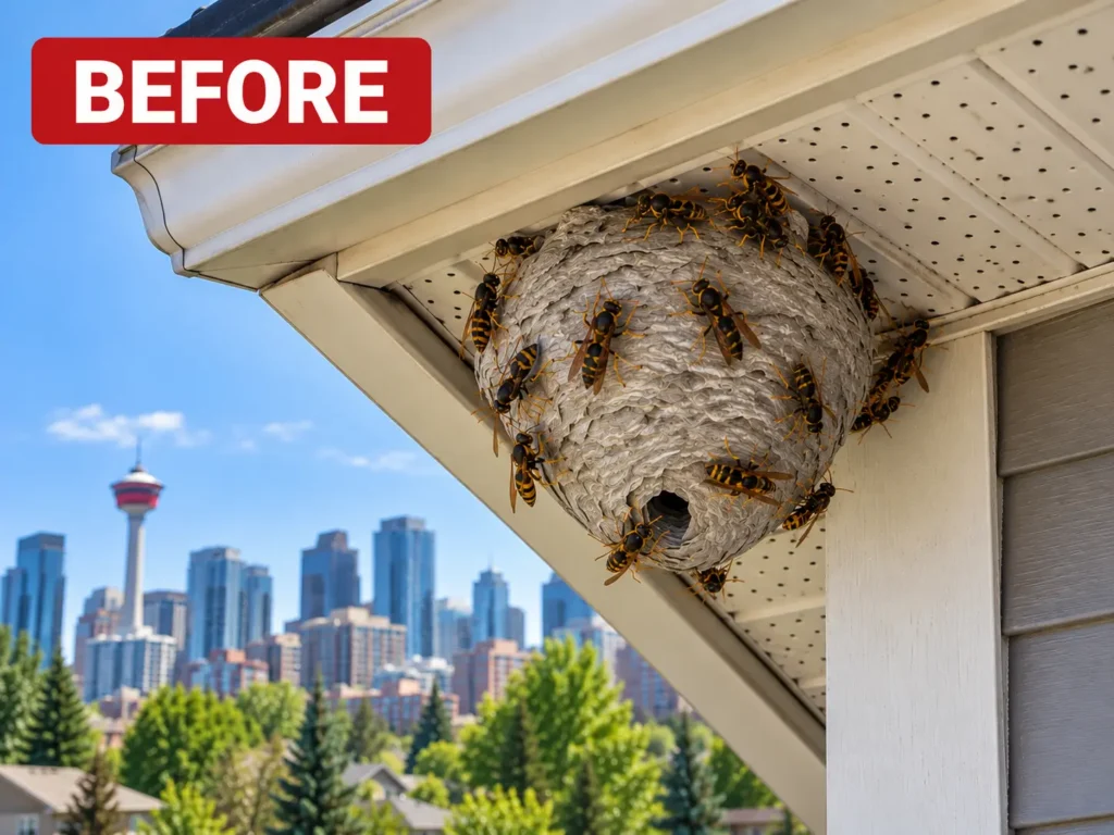 Before Wasp Nest Removal Calgary
